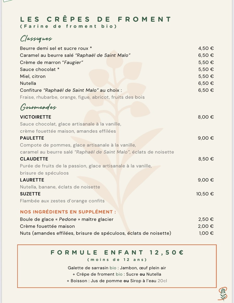 Suzette Saint Cloud menu 2