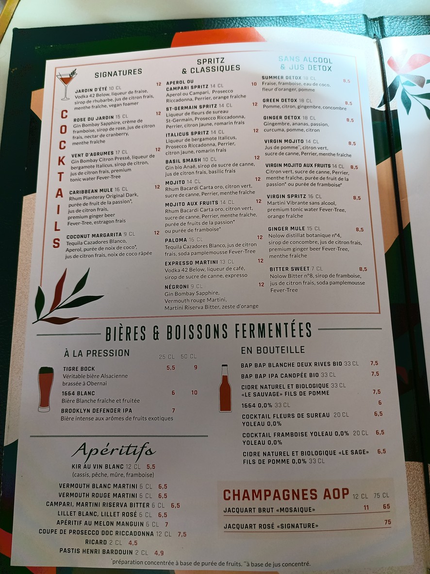 Les Belles Plantes menu 3