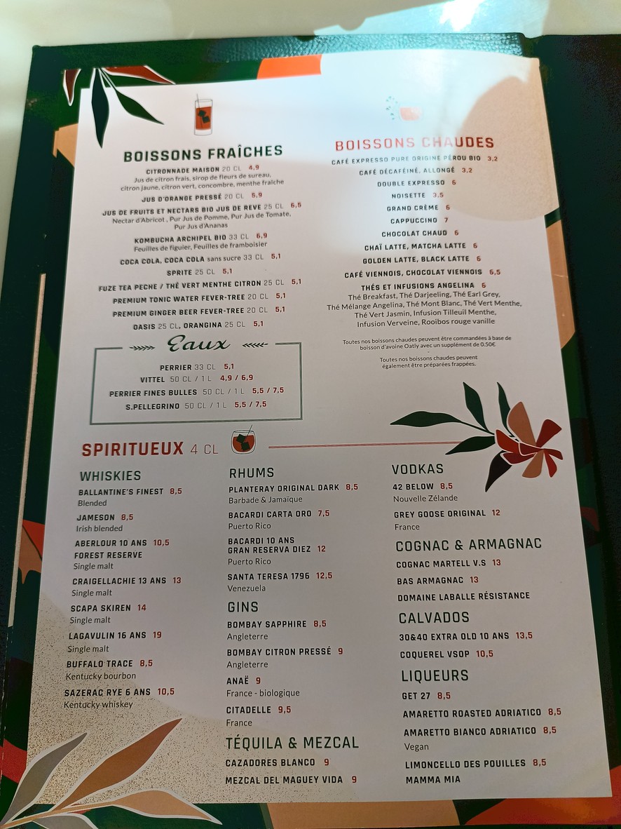 Les Belles Plantes menu 4