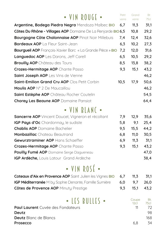 Restaurant Brasserie Flores Paris 9 menu 4