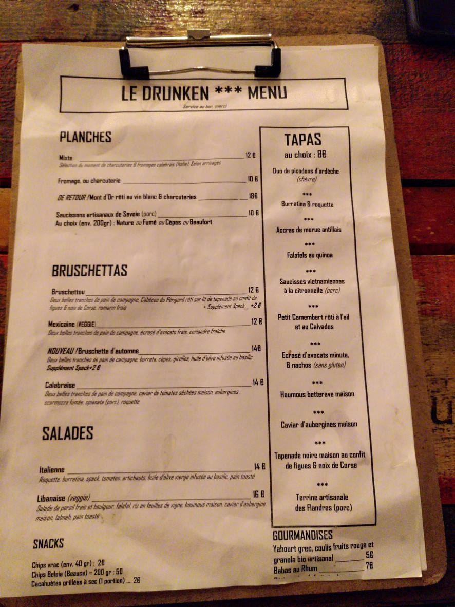 A la bière comme à la bière - Le Drunken menu 1