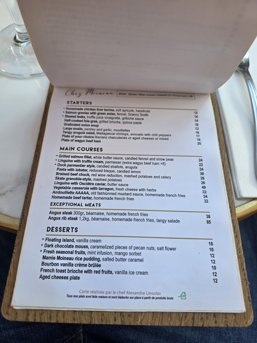 Chez Moineau Restaurant menu 2