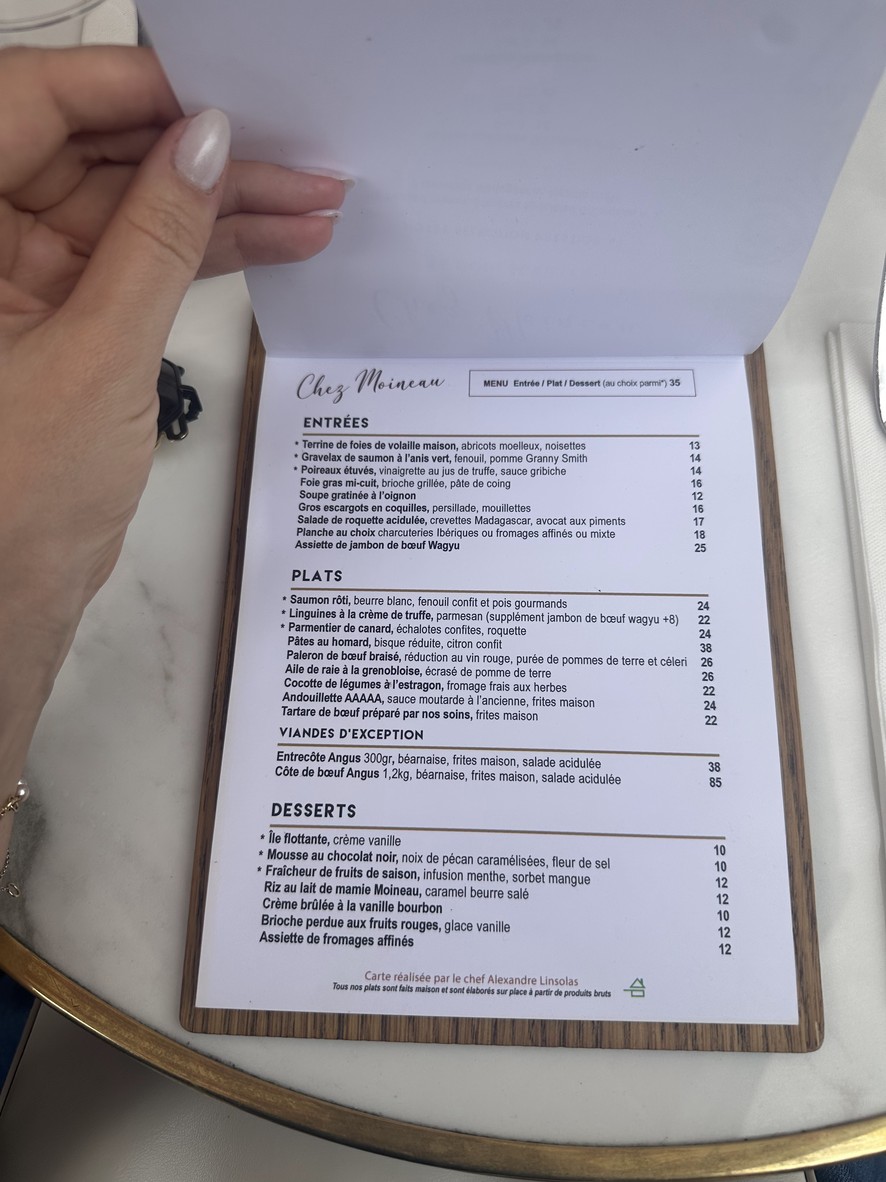 Chez Moineau Restaurant menu 3