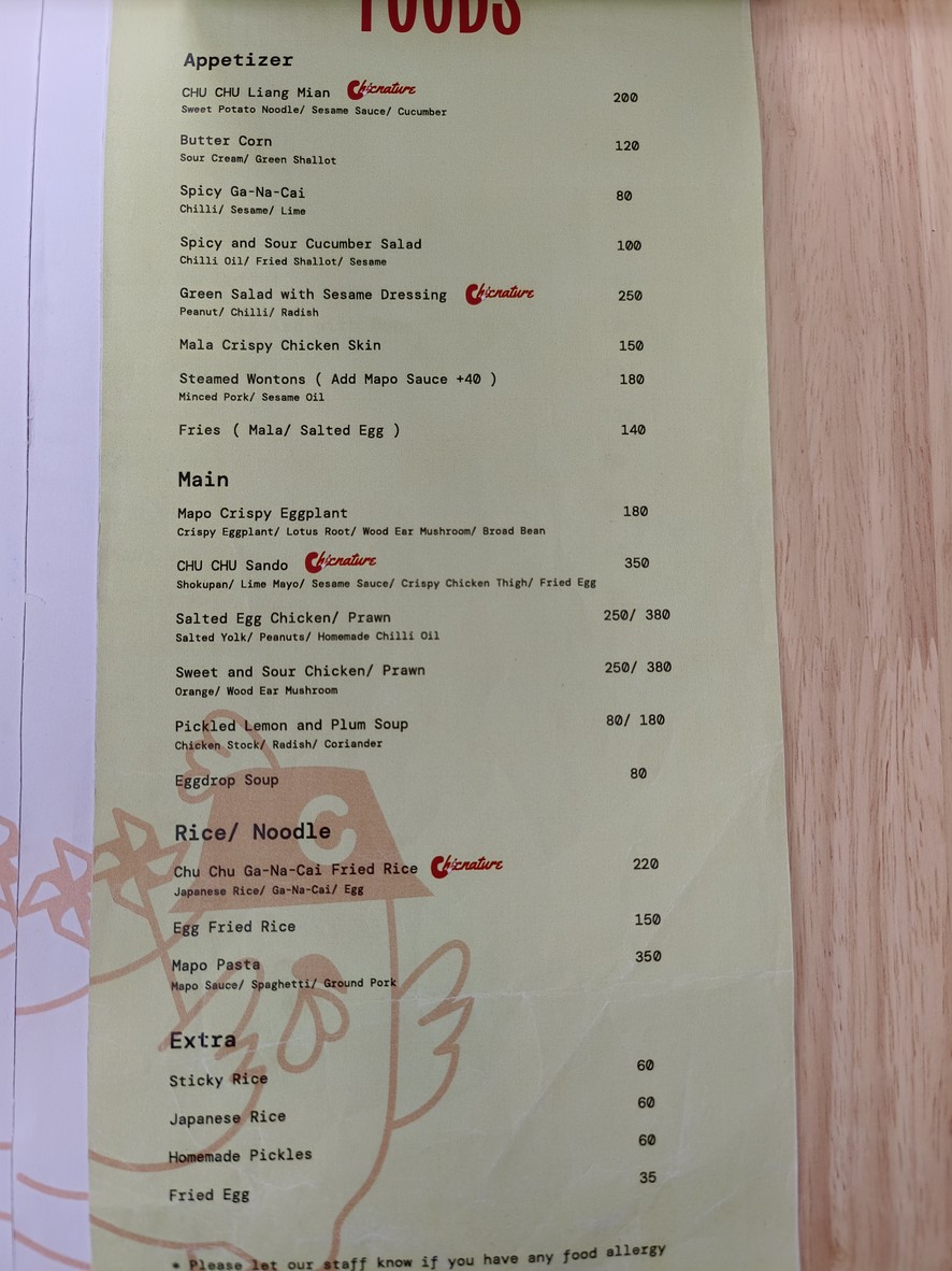CHU CHU Chicken Club menu 1