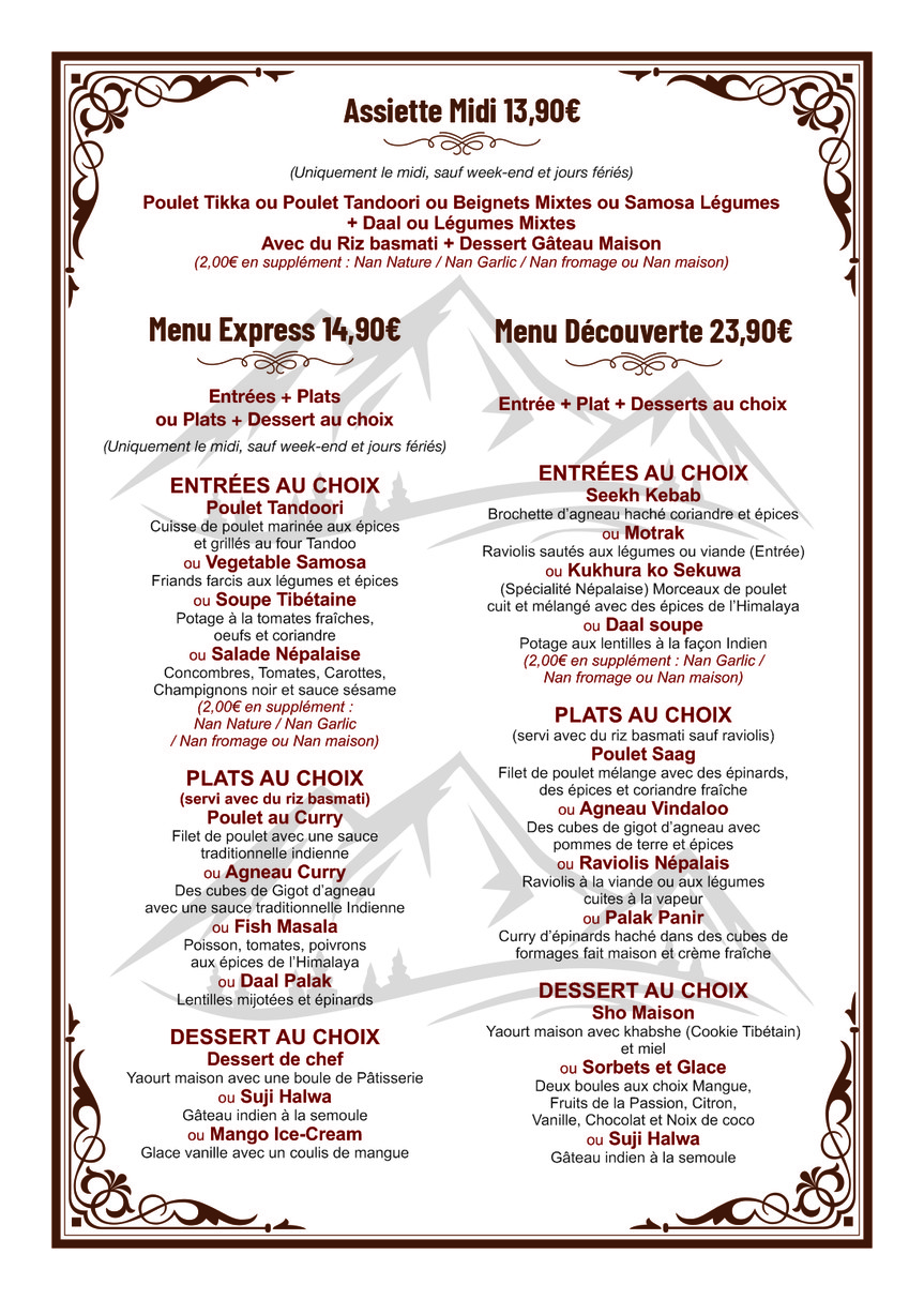 NEW SAGARMATHA menu 1