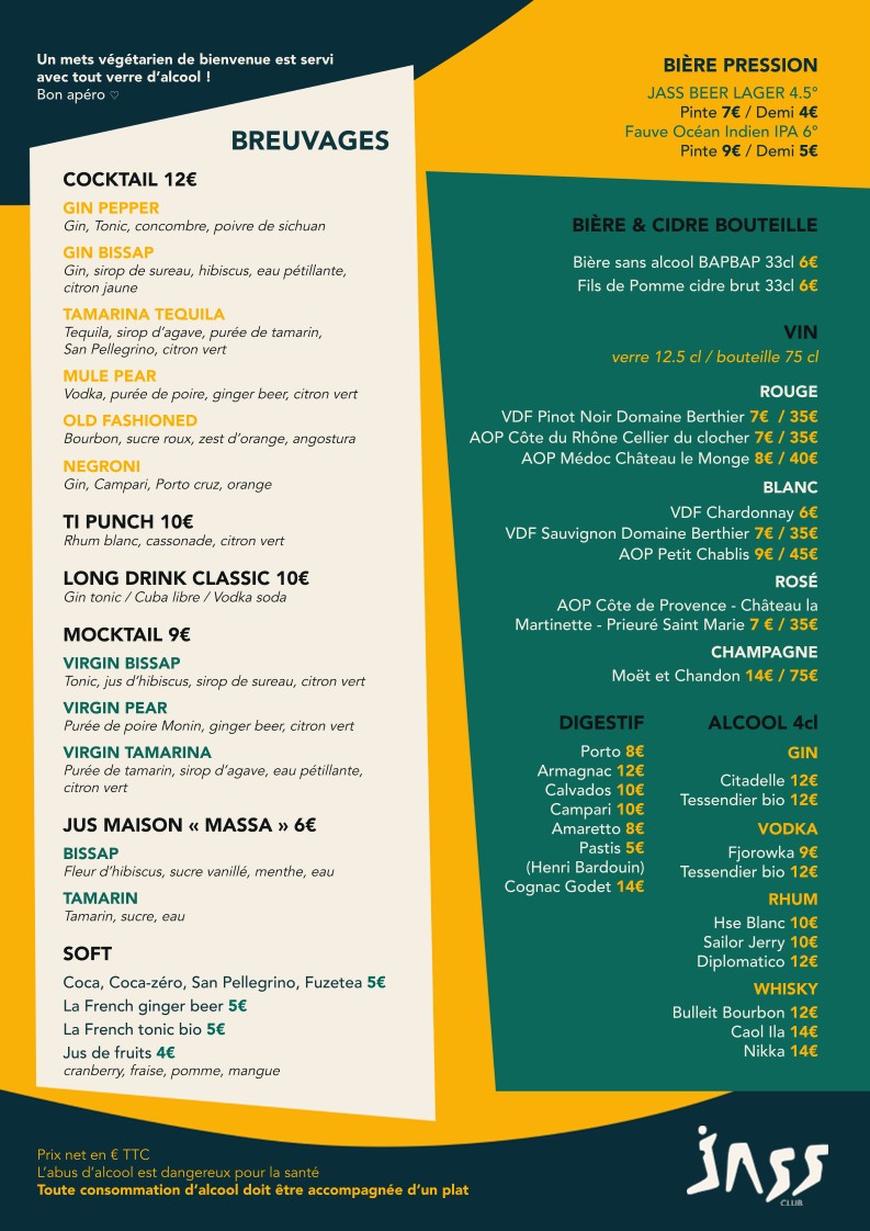 JASS CLUB PARIS menu 2