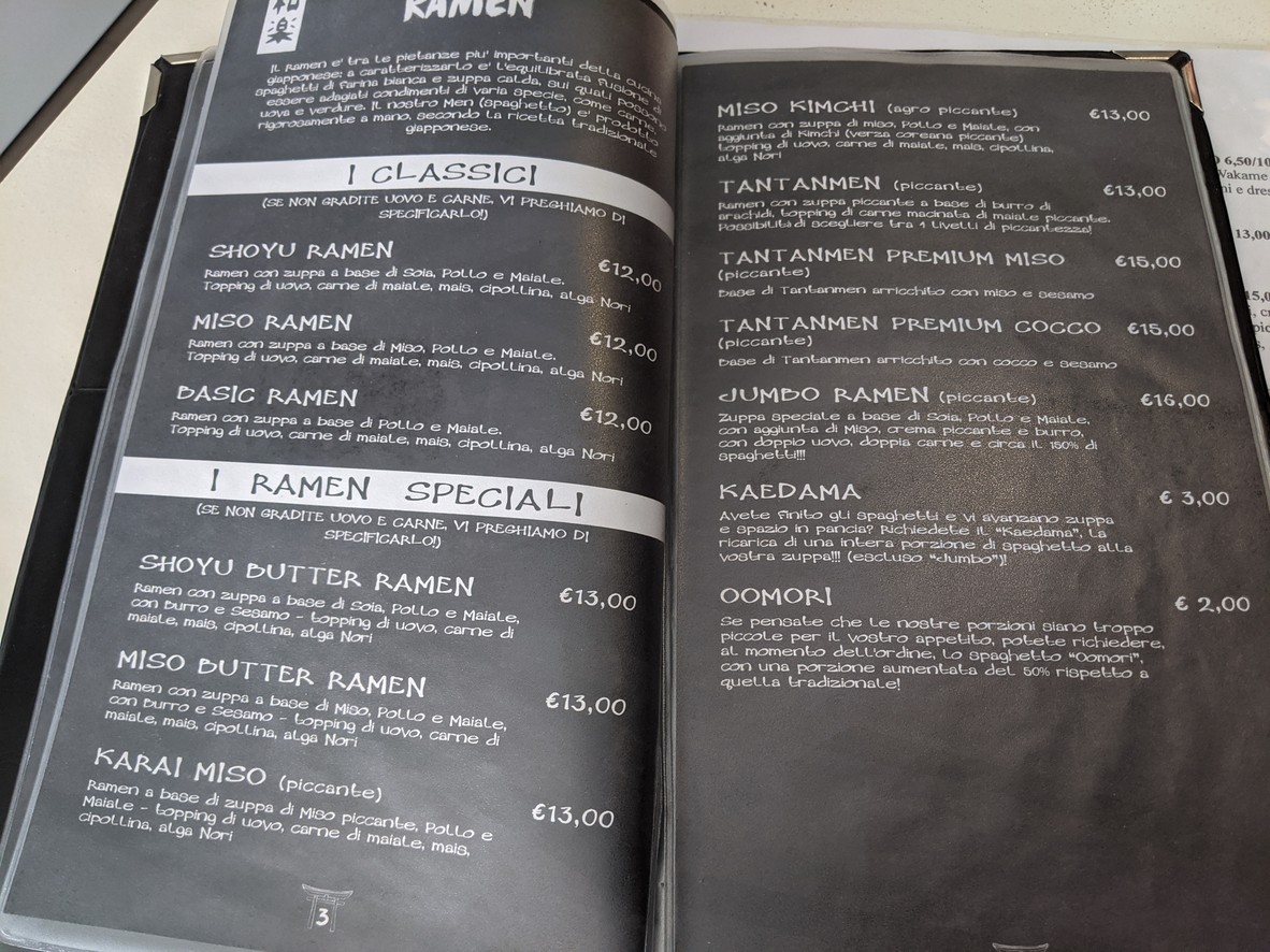 Ristorante Waraku menu 2