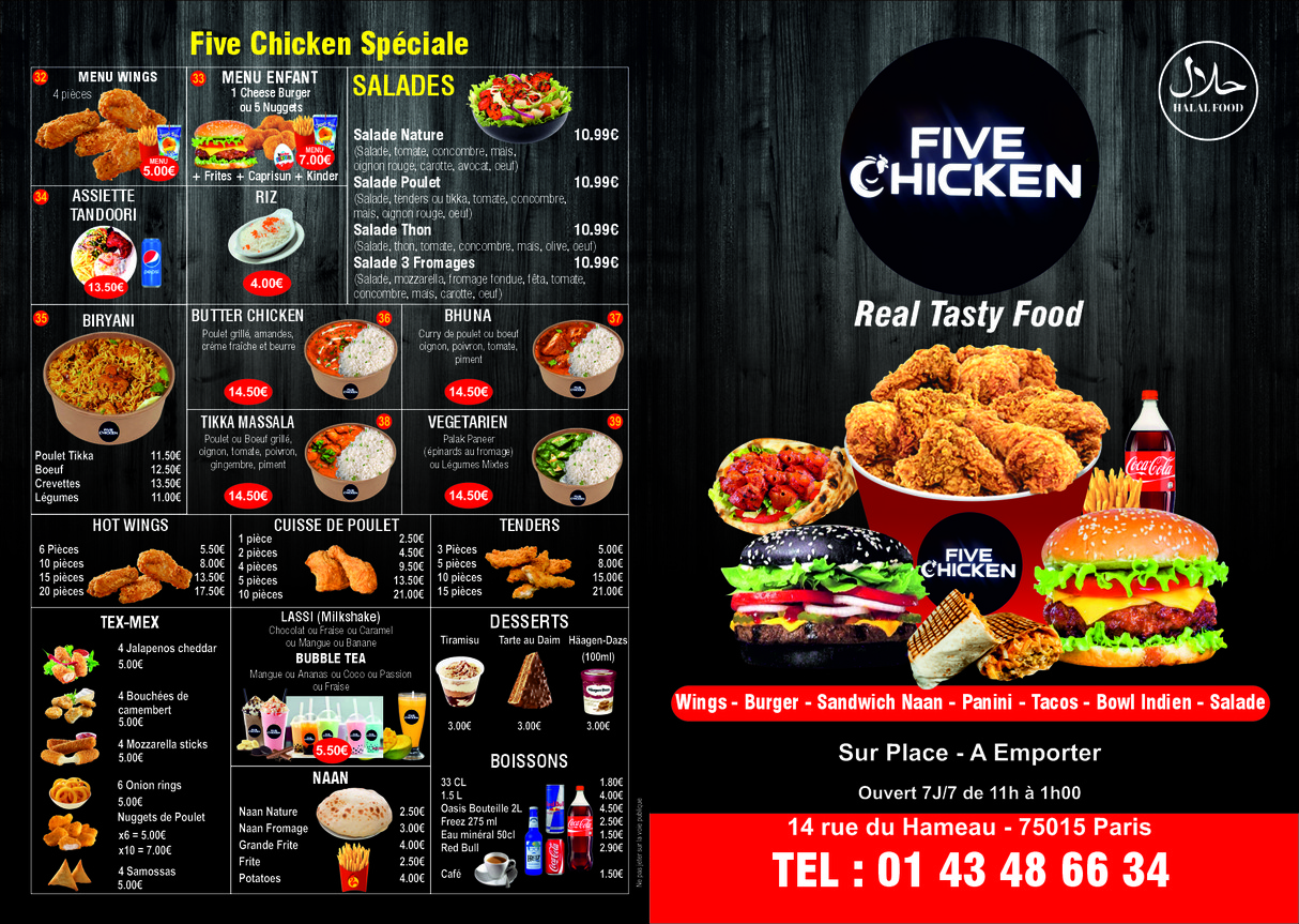 Five Chicken menu 1