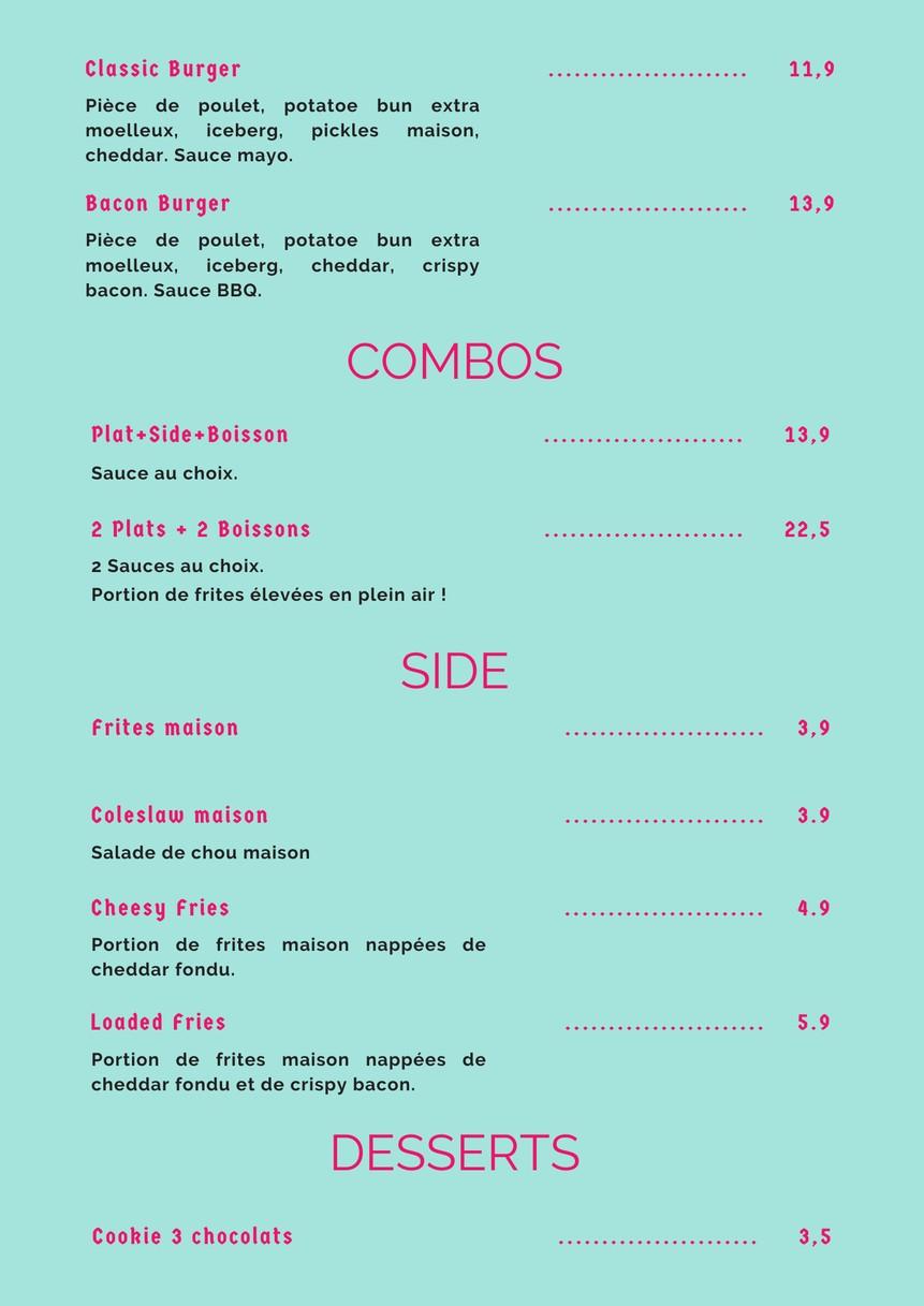 Birdy Miam Miam menu 2