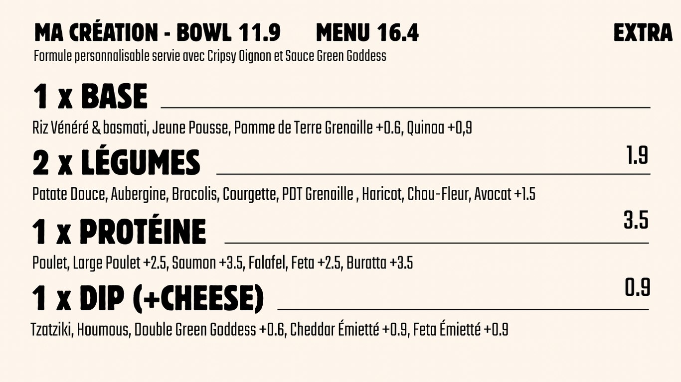Bloomie - Alésia menu 1