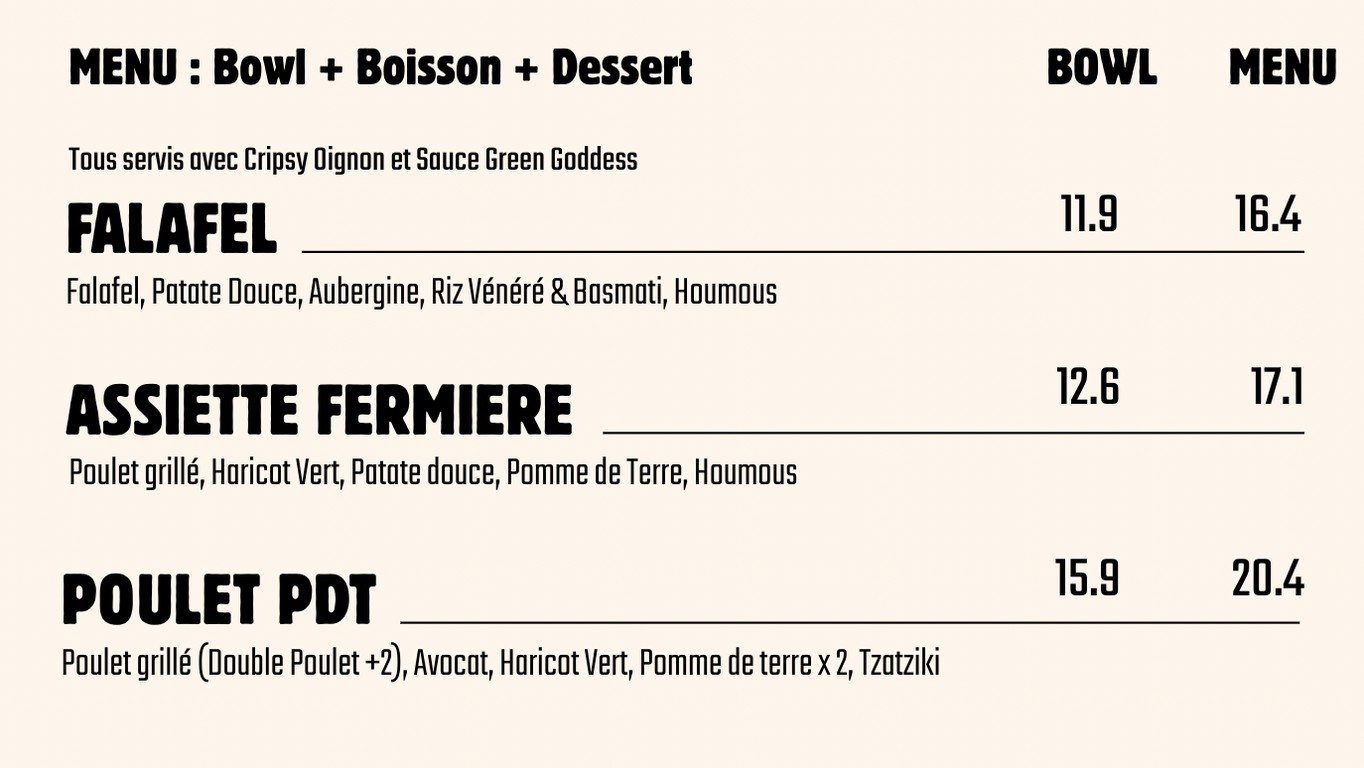 Bloomie - Alésia menu 2