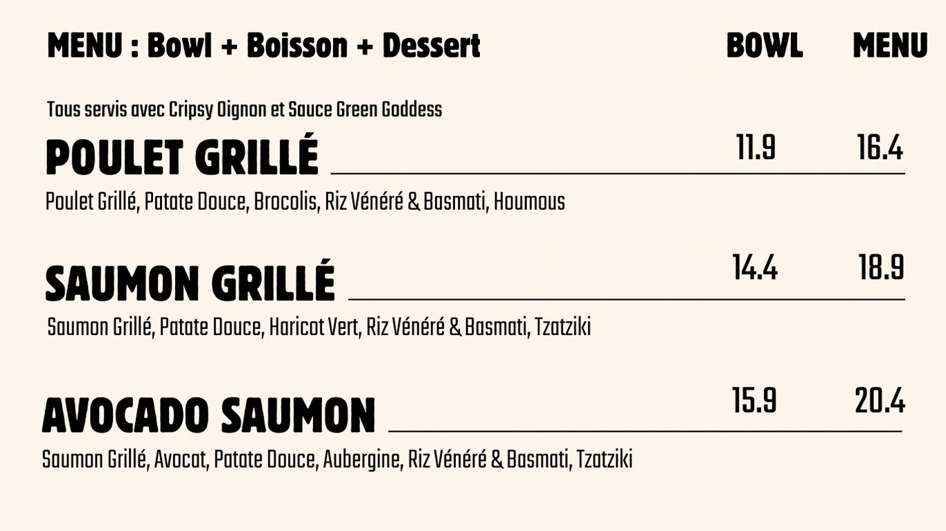 Bloomie - Alésia menu 3
