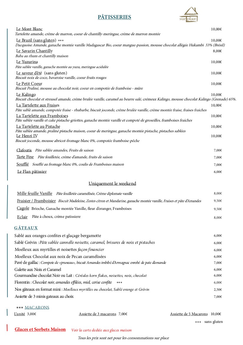 Le Valentin Jouffroy menu 2