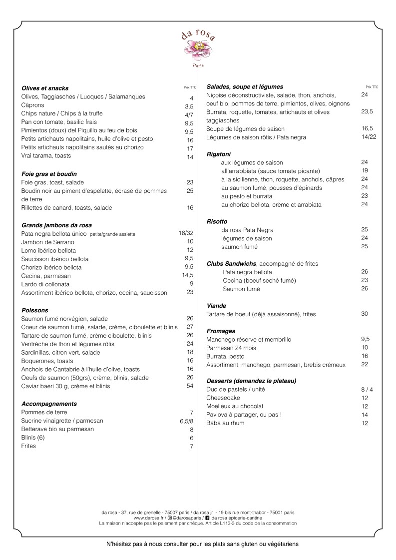 Da Rosa menu 1