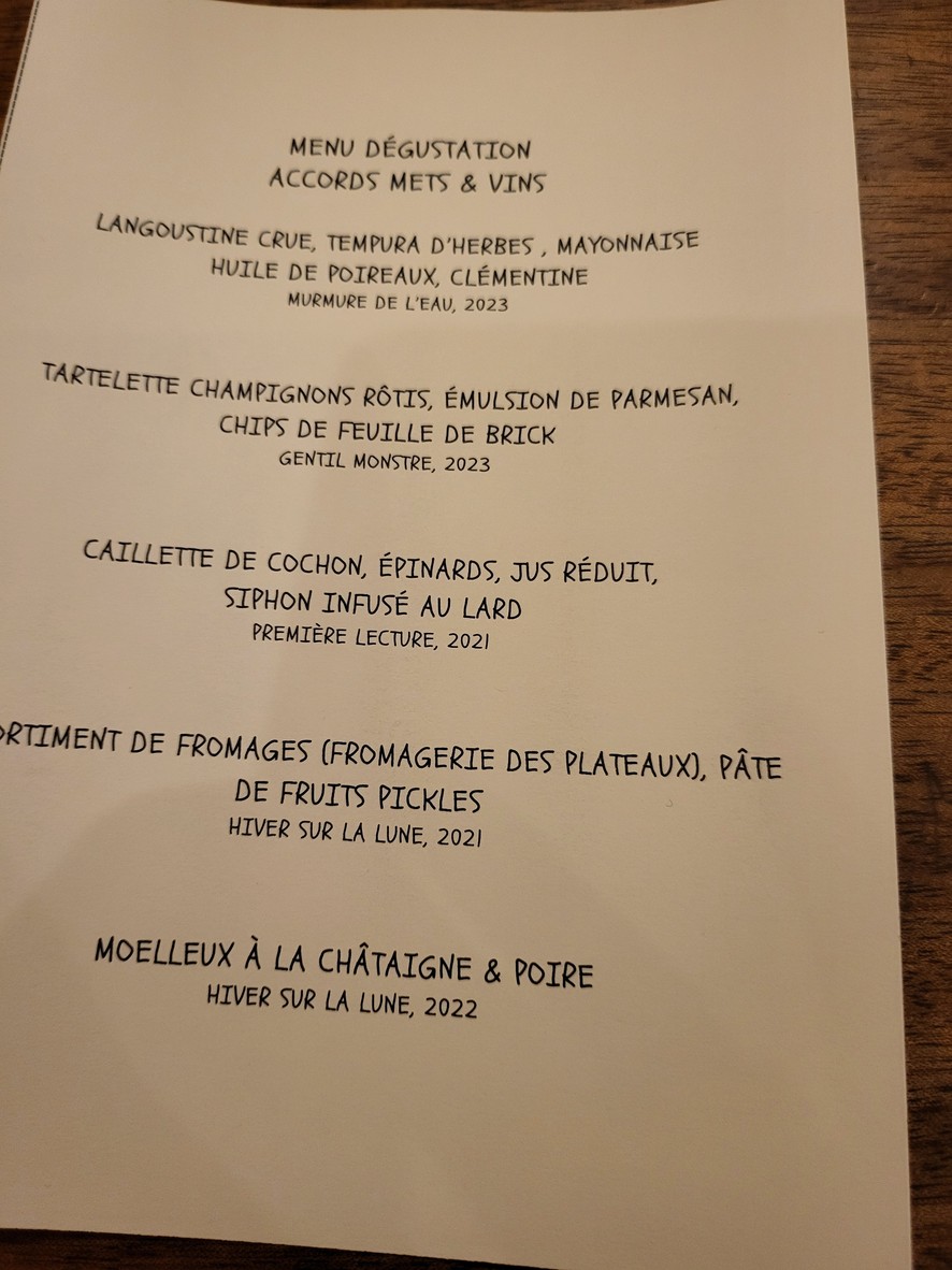 Bonne Aventure menu 1
