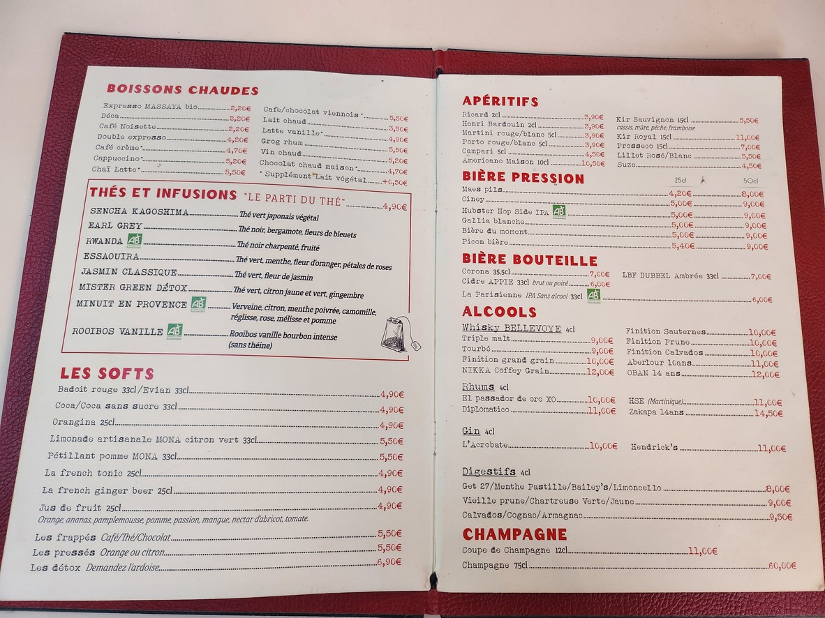 Les Funambules Paris menu 2