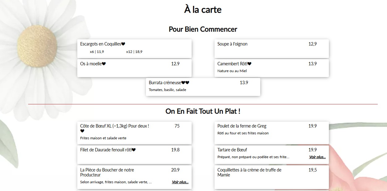 Le Roussillon menu 1