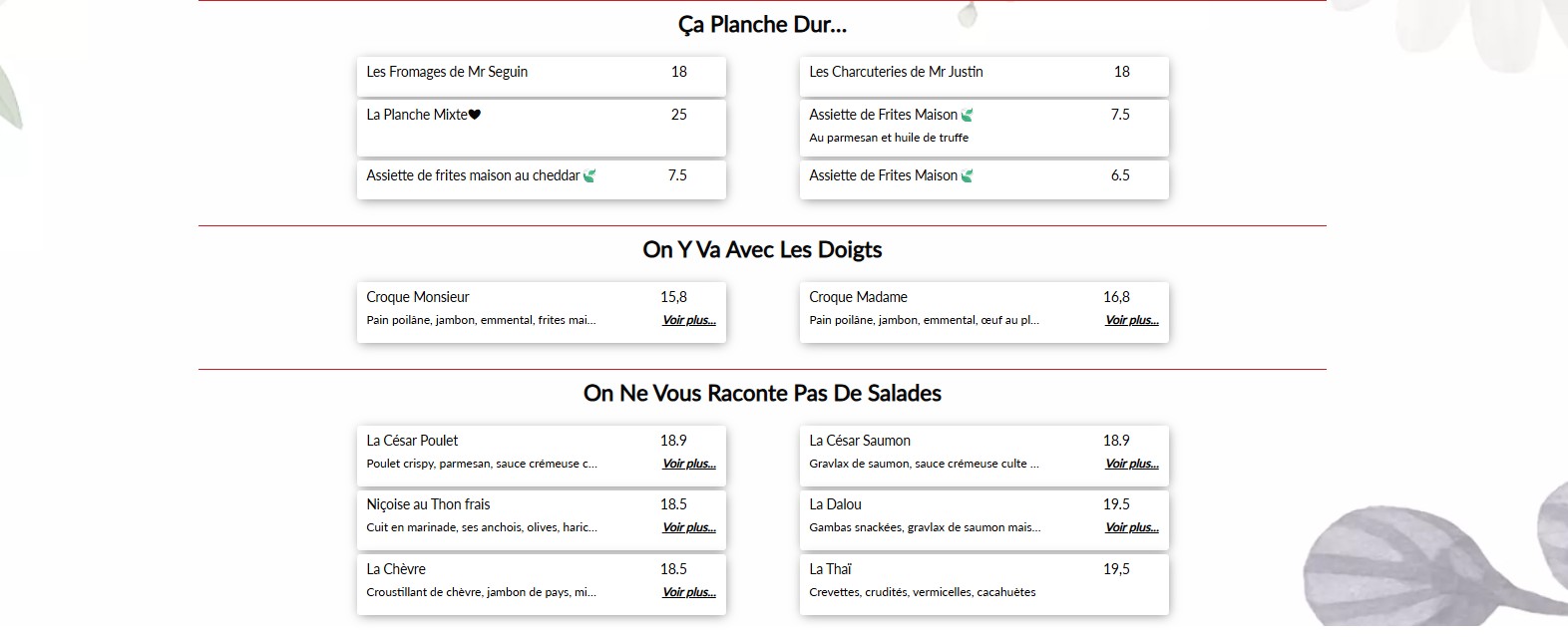 Le Roussillon menu 2