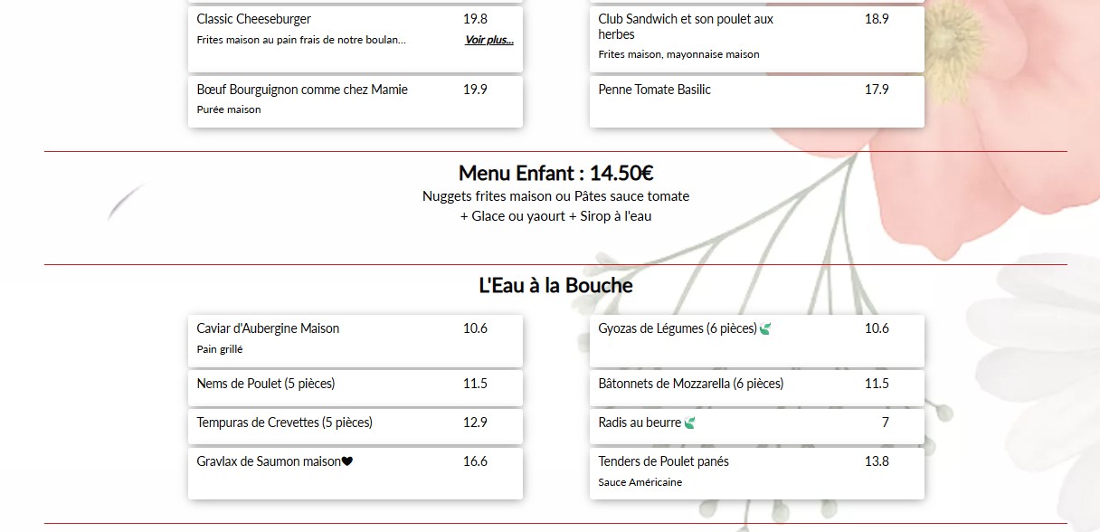 Le Roussillon menu 3