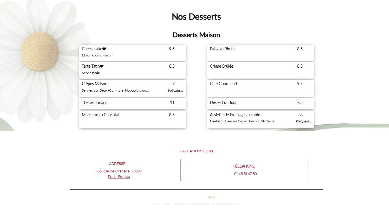 Le Roussillon menu 4