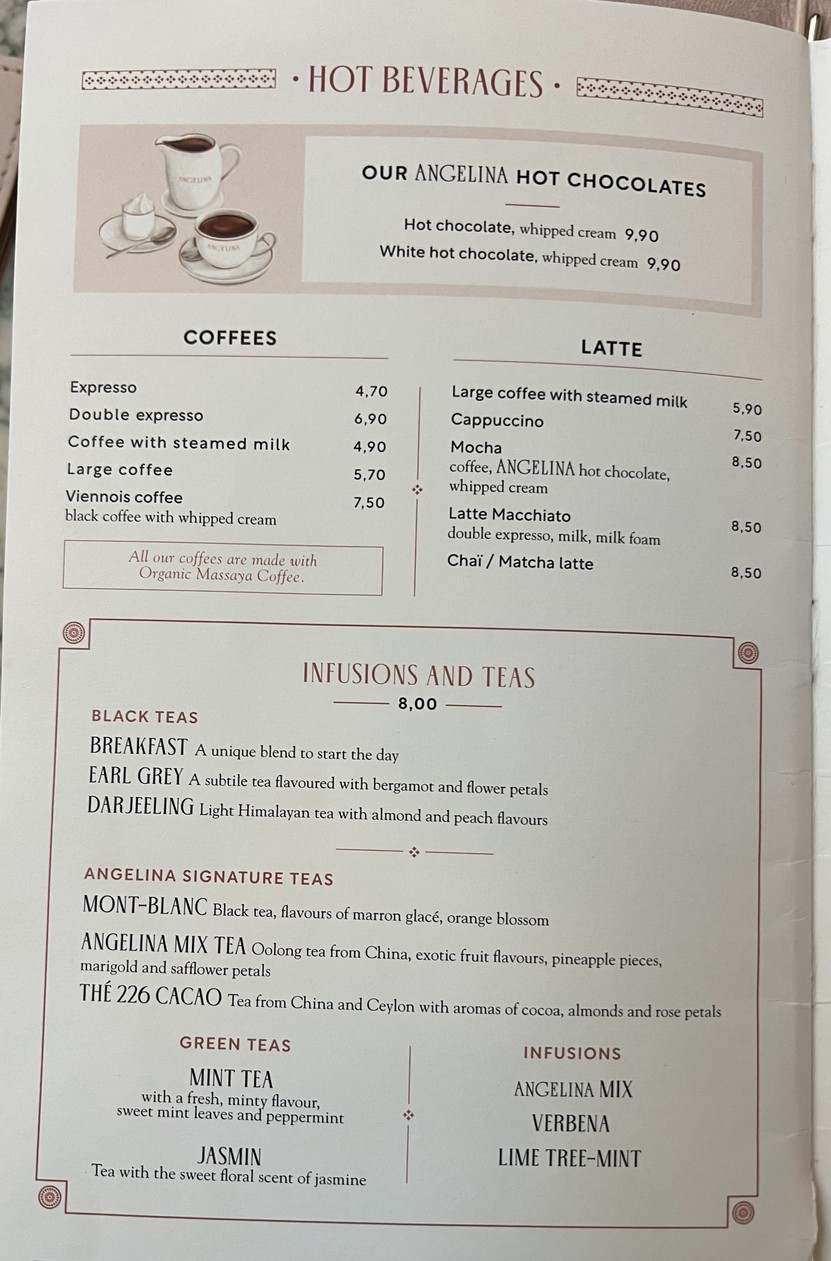 Angelina Paris – Rivoli, Salon de thé historique menu 4