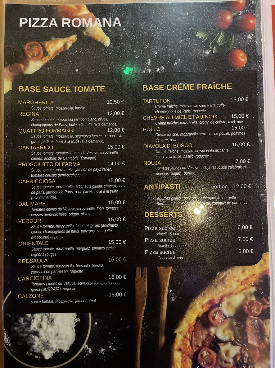 La Folle Blanche menu 1
