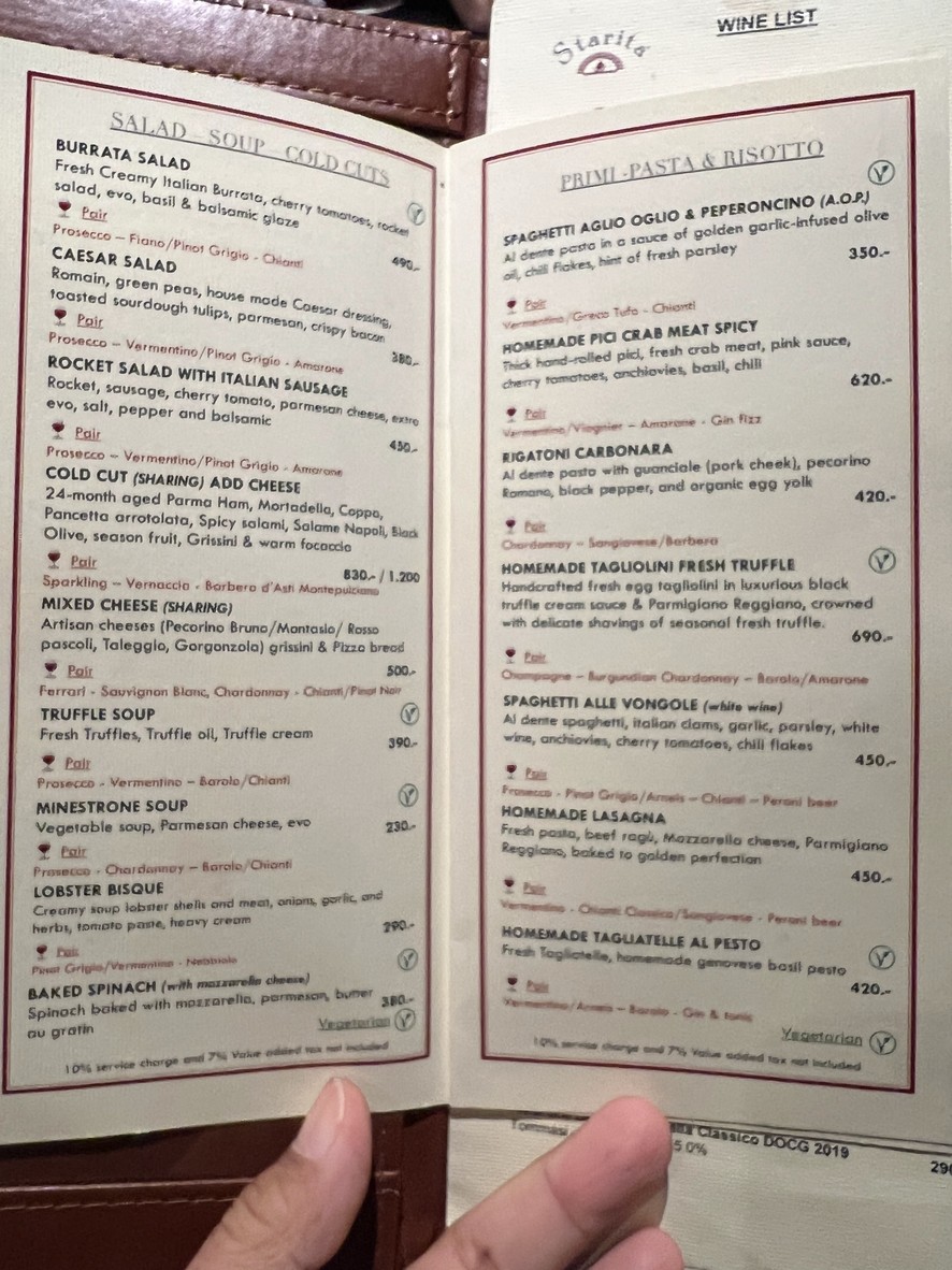 Starita Bangkok menu 1