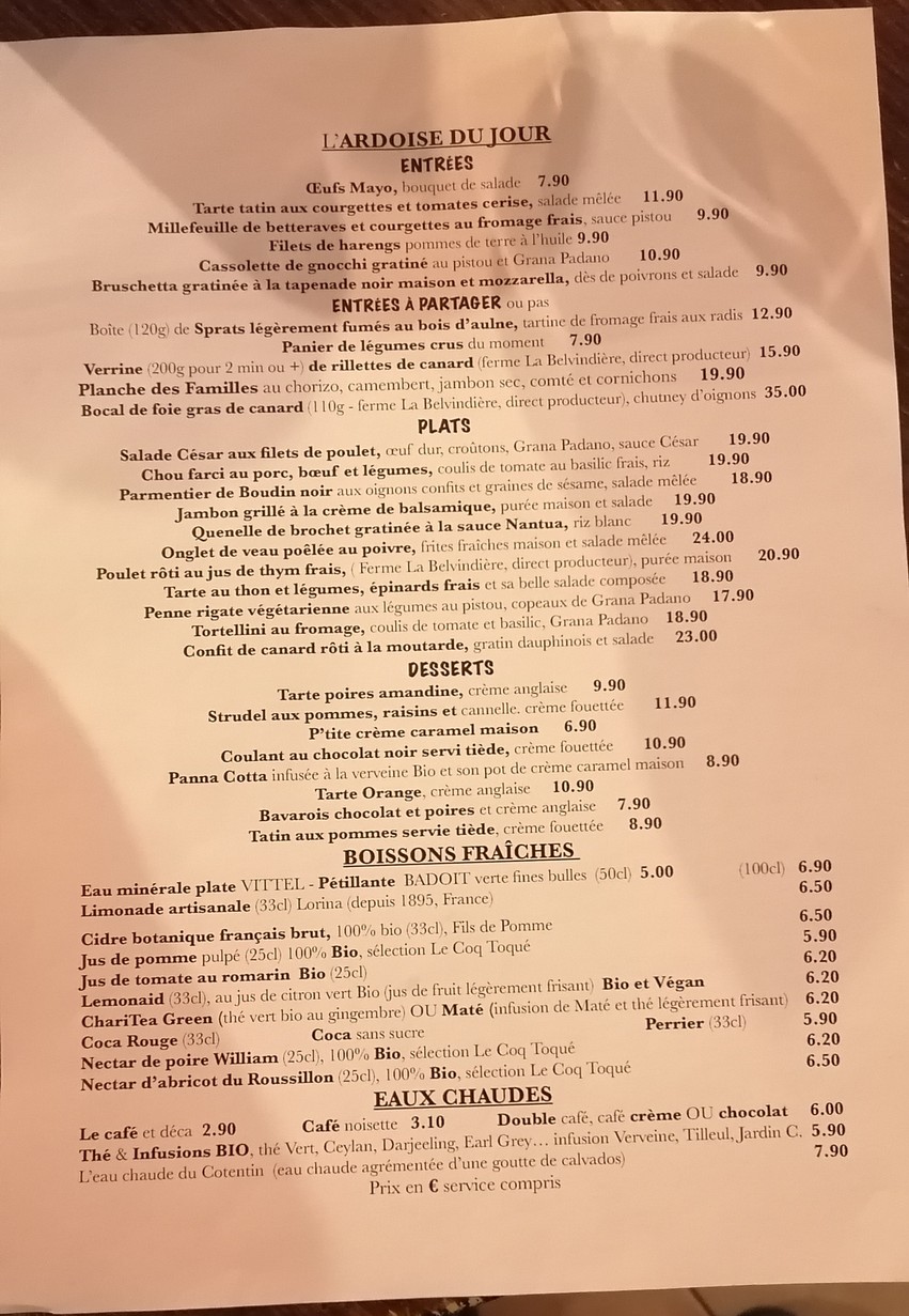 Un Air de Famille menu 1