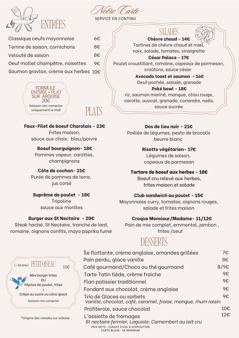 Brasserie du Palace menu 1