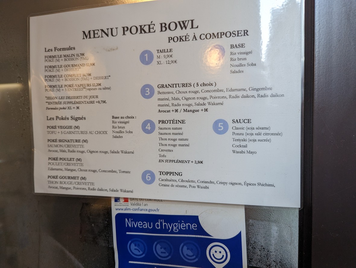Gourmand Duphot menu 2