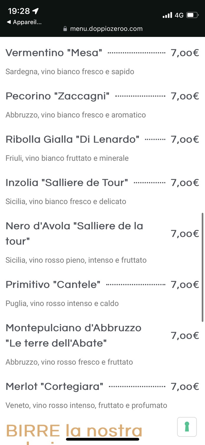 Doppiozeroo menu 3