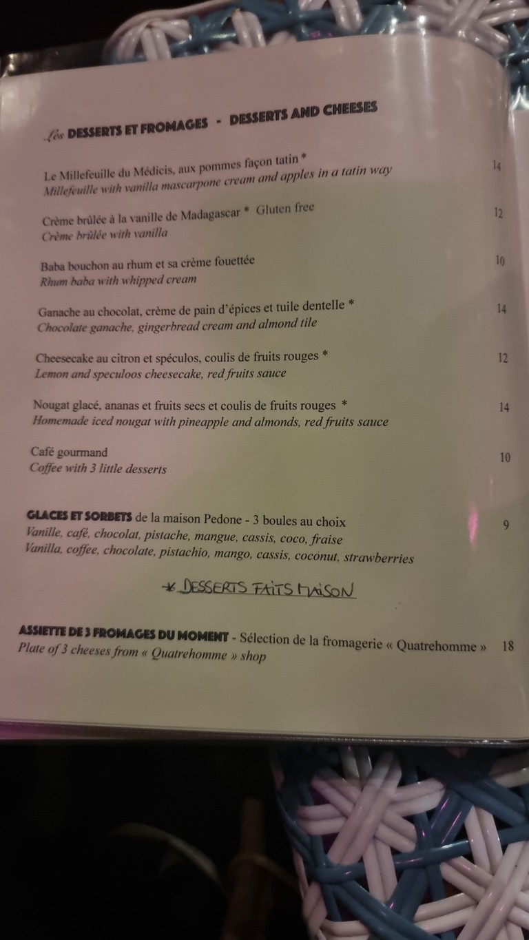 Le Petit Medicis menu 2