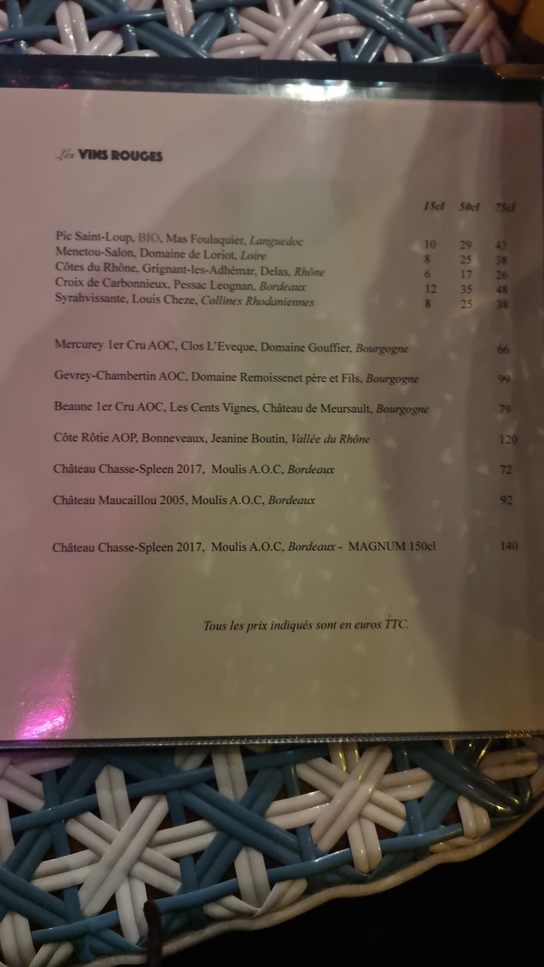 Le Petit Medicis menu 3