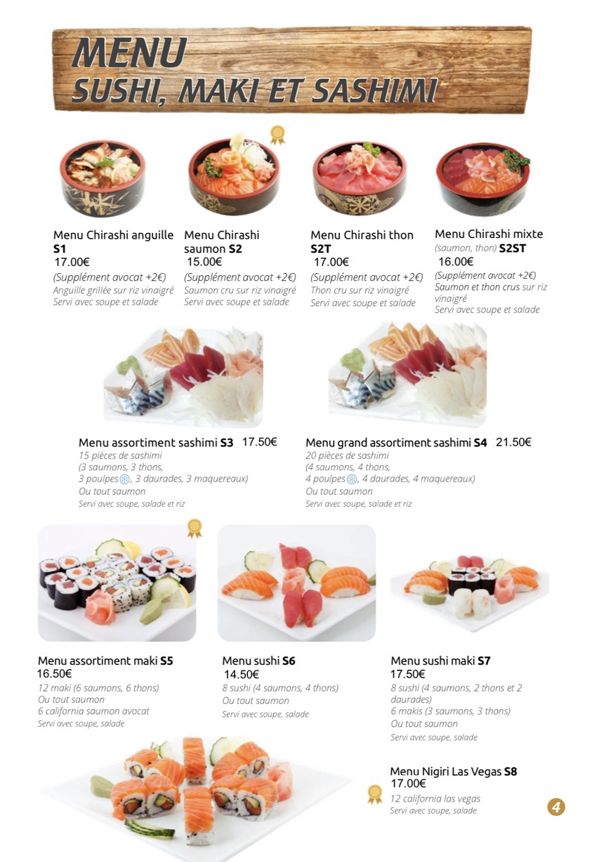 Restaurant japonais HOKI SUSHI menu 2