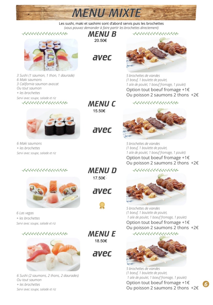 Restaurant japonais HOKI SUSHI menu 4