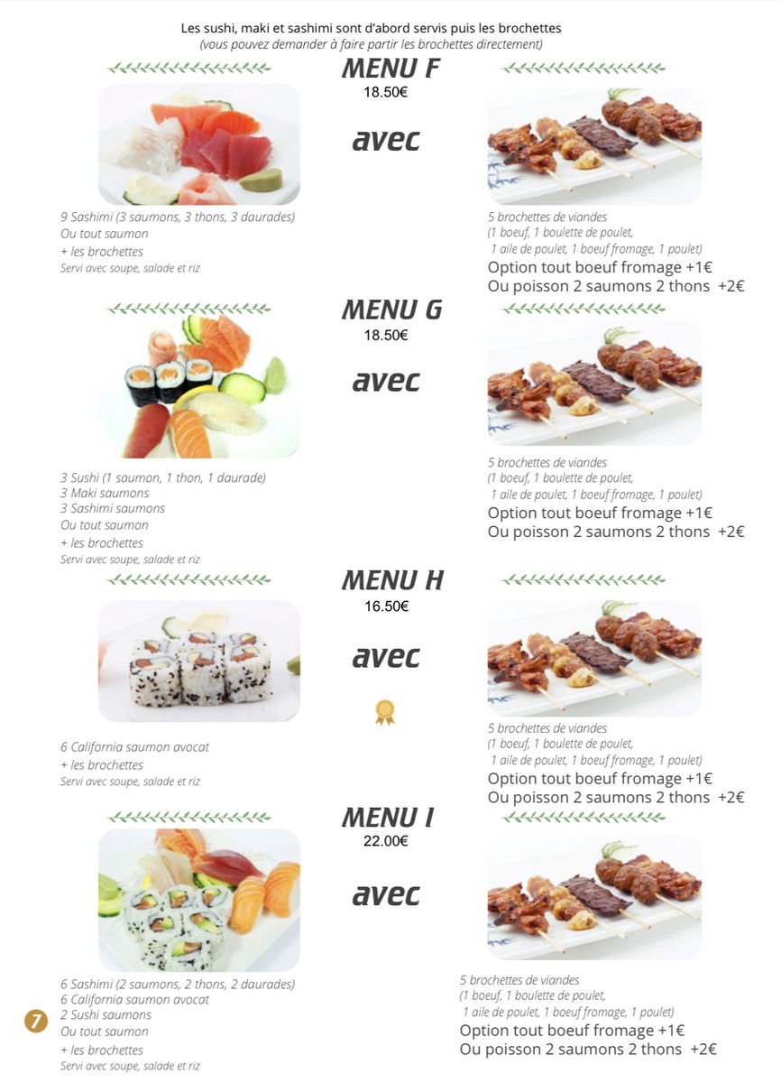 Restaurant japonais HOKI SUSHI menu 5