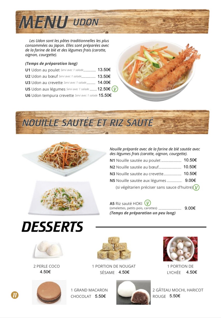 Restaurant japonais HOKI SUSHI menu 9
