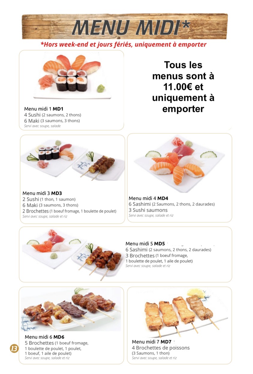Restaurant japonais HOKI SUSHI menu 10