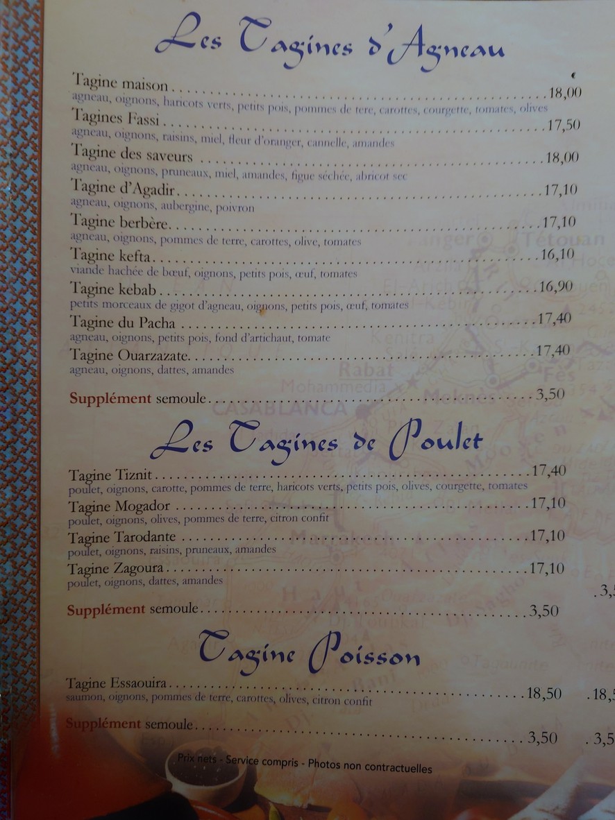 Les Saveurs du Maroc menu 2