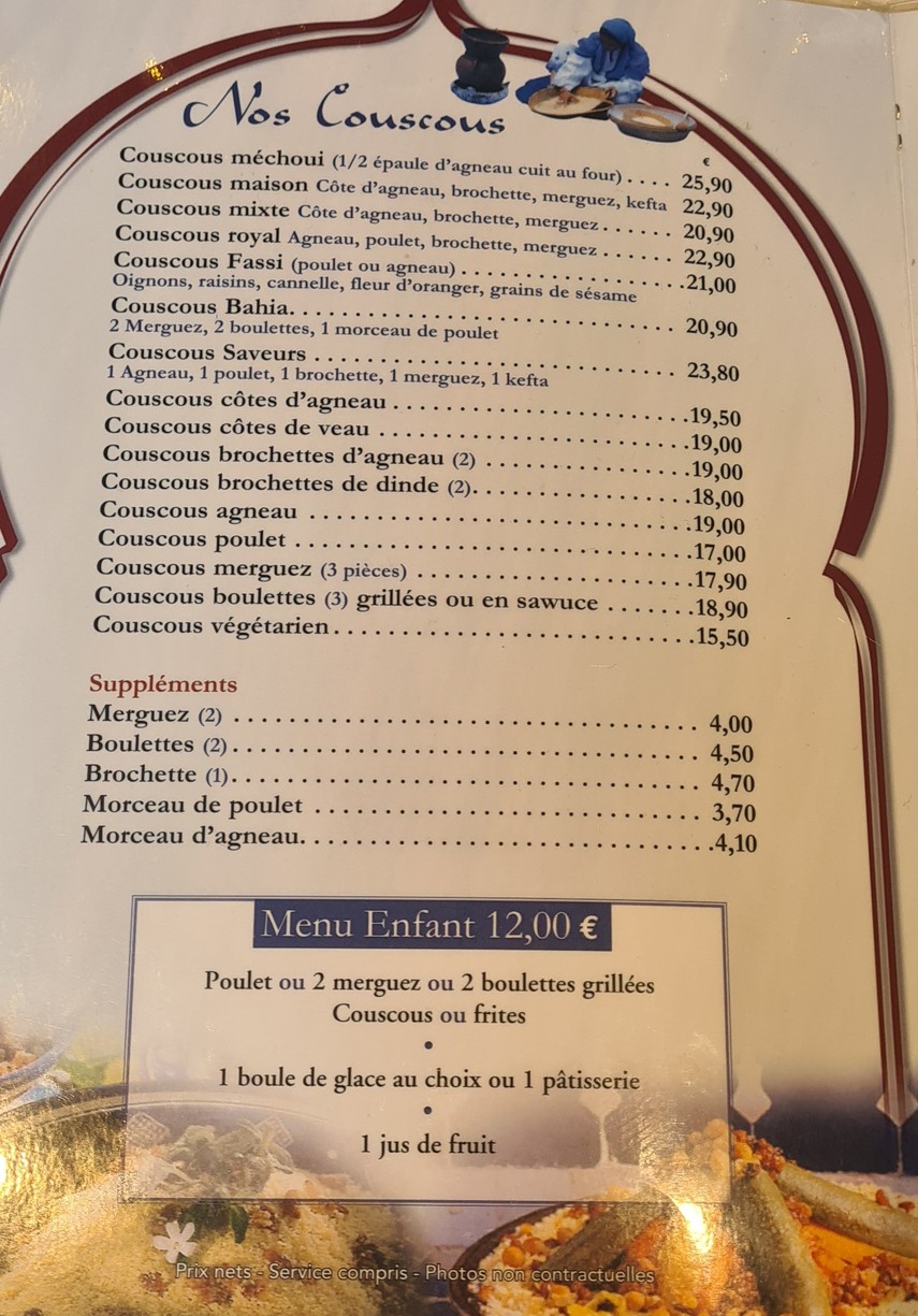 Les Saveurs du Maroc menu 3