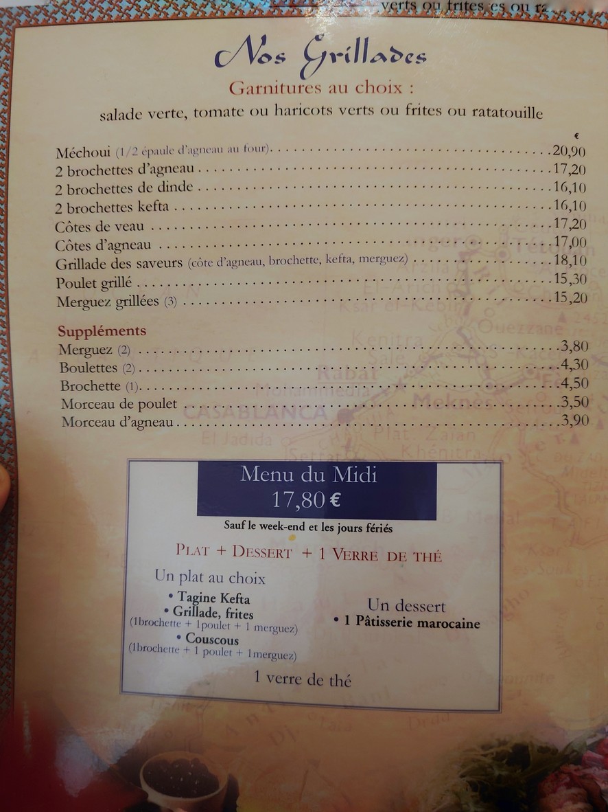 Les Saveurs du Maroc menu 4