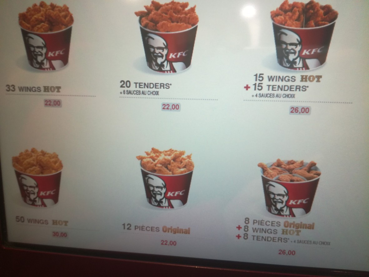 KFC Boulogne Billancourt menu 2