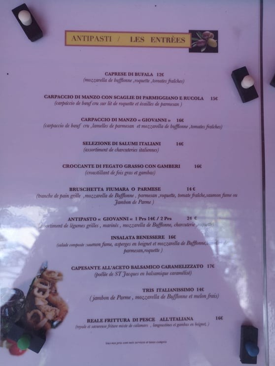 دا جيوفاني menu 1