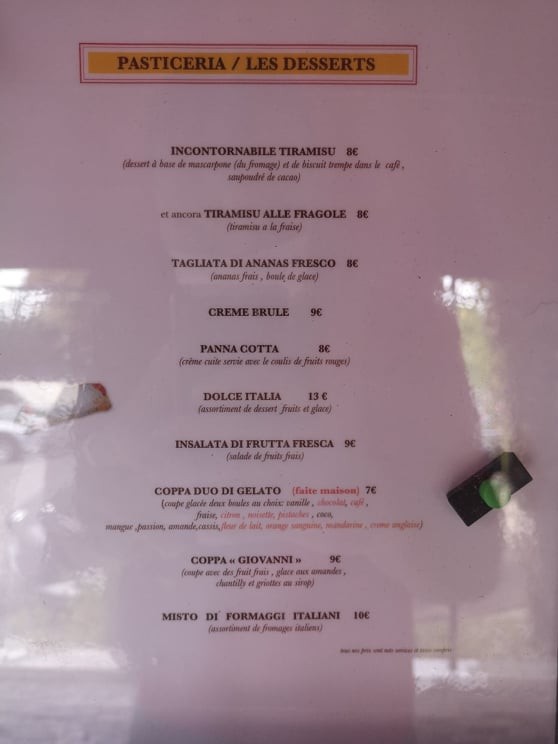 دا جيوفاني menu 5