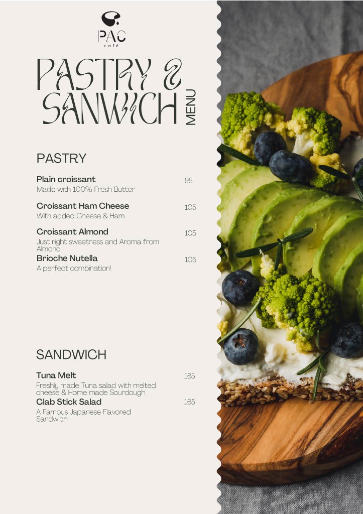 PAC Cafe menu 3