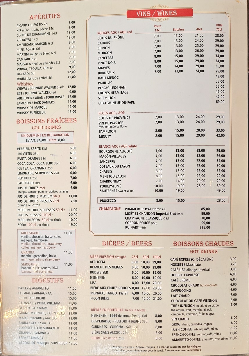 Carmine Café menu 3