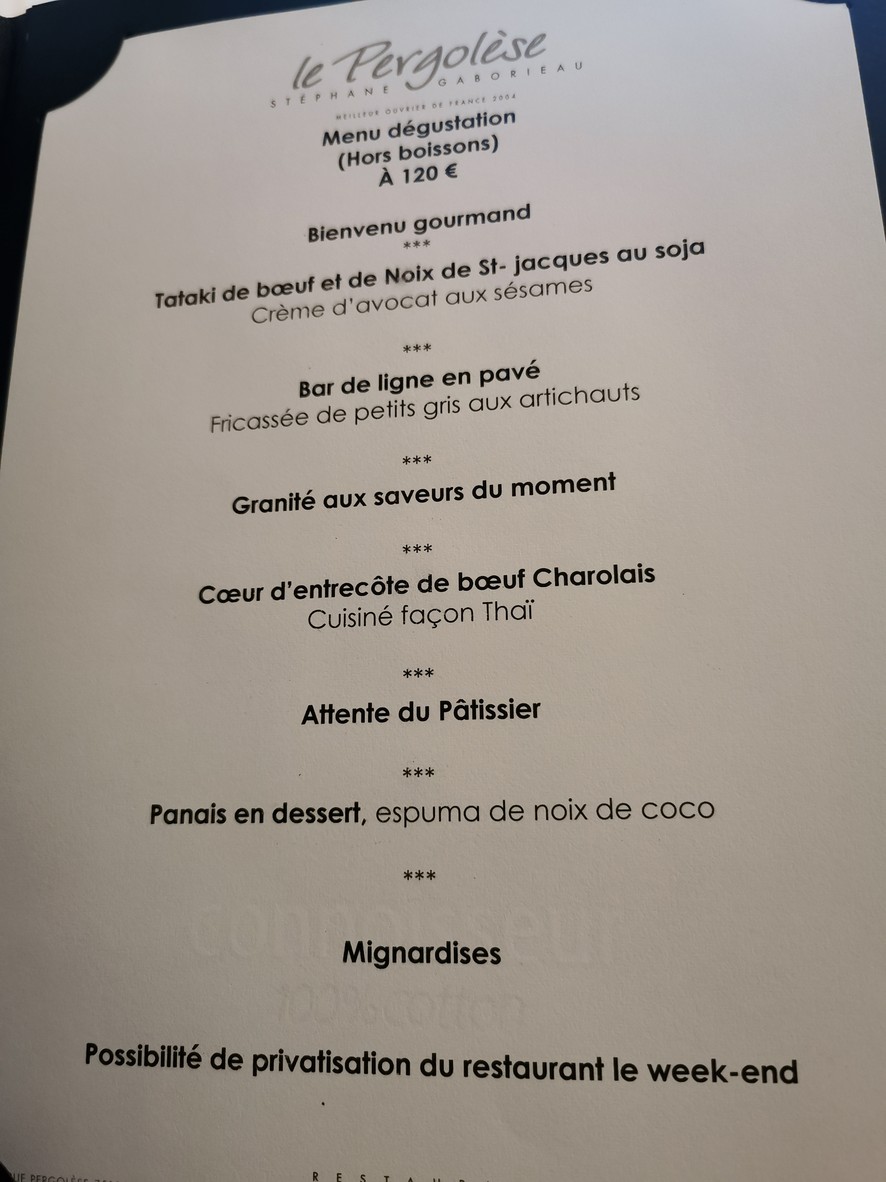 Le Petit Pergolèse menu 2