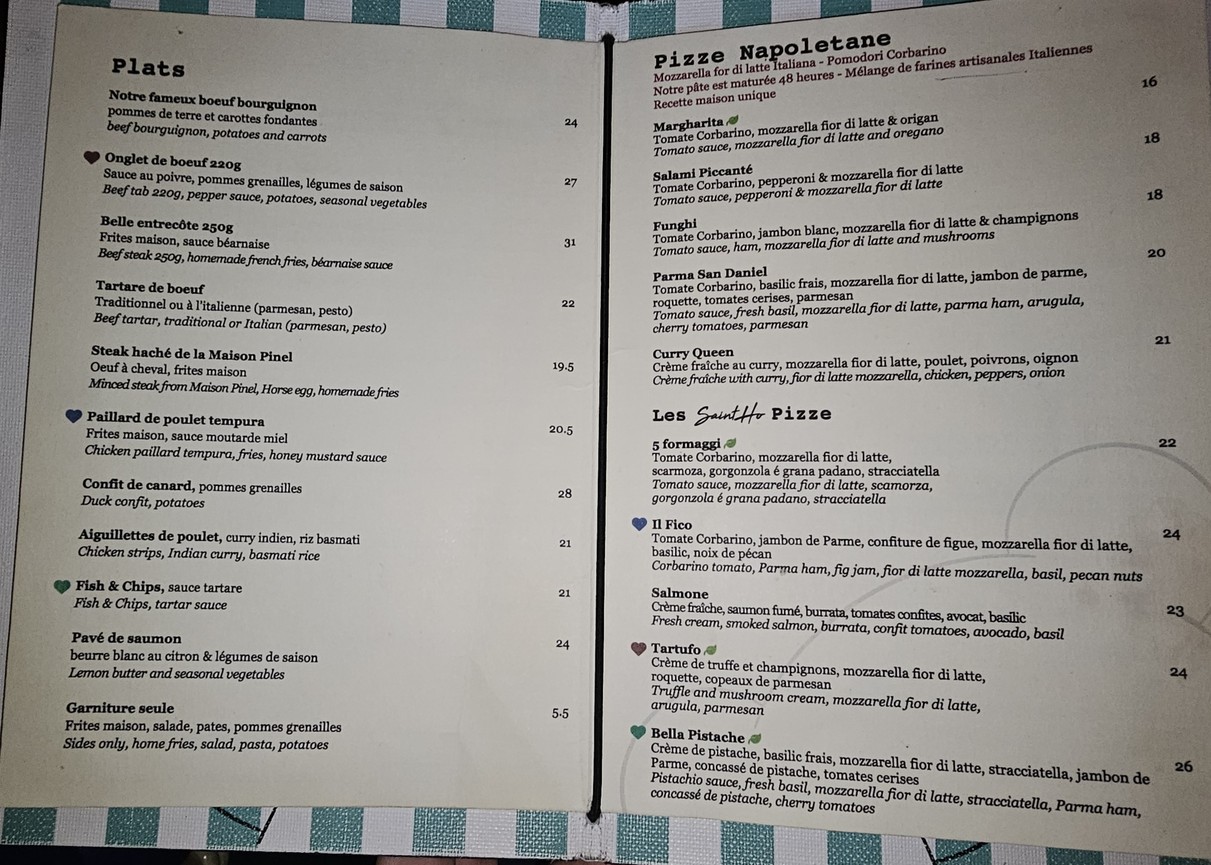 CAFE SAINT HONORÉ menu 2