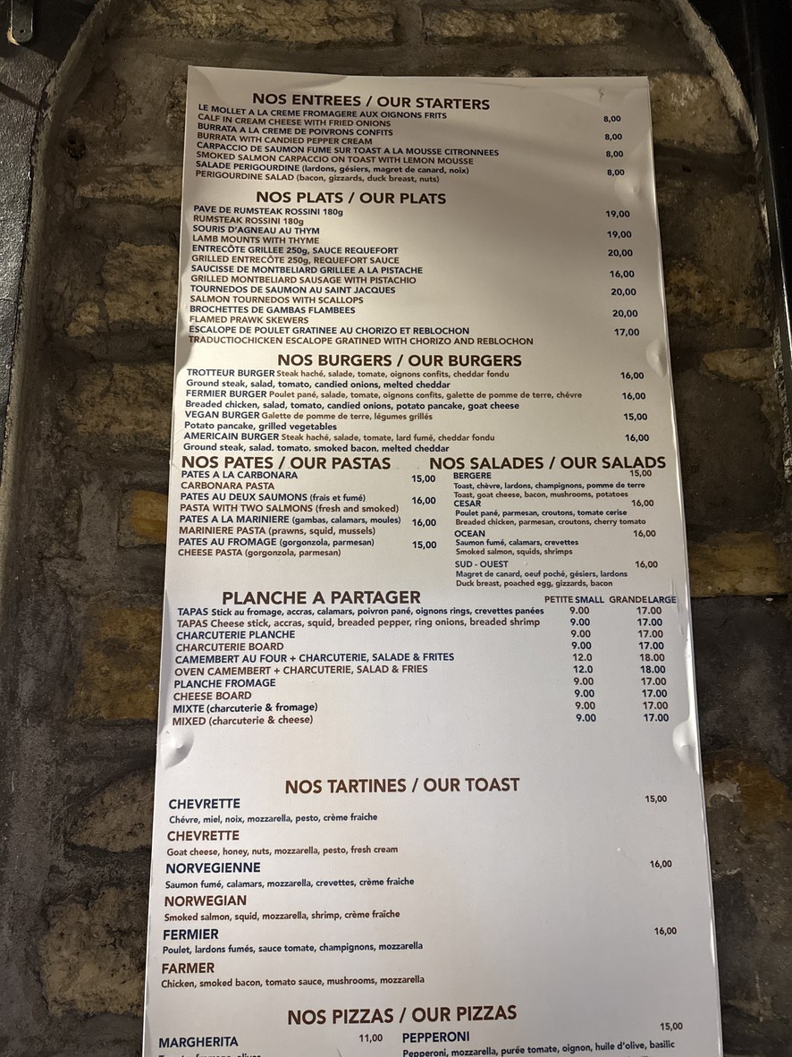 Café Restaurant Le Trotteur menu 1