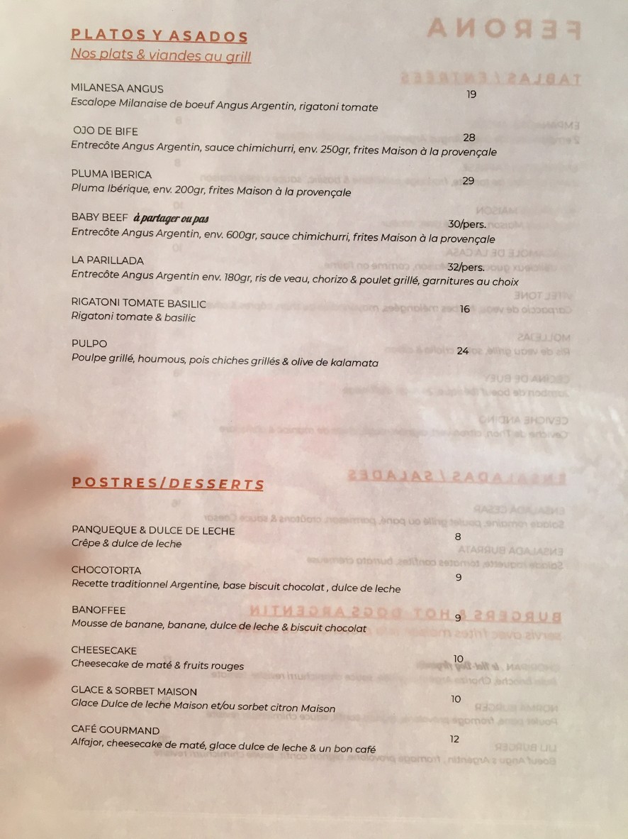 Ferona menu 2
